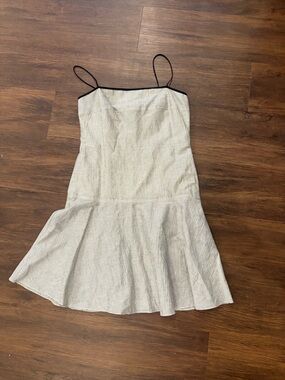 Women's Black Striped Spaghetti Strap Fit-and-Flare Dress